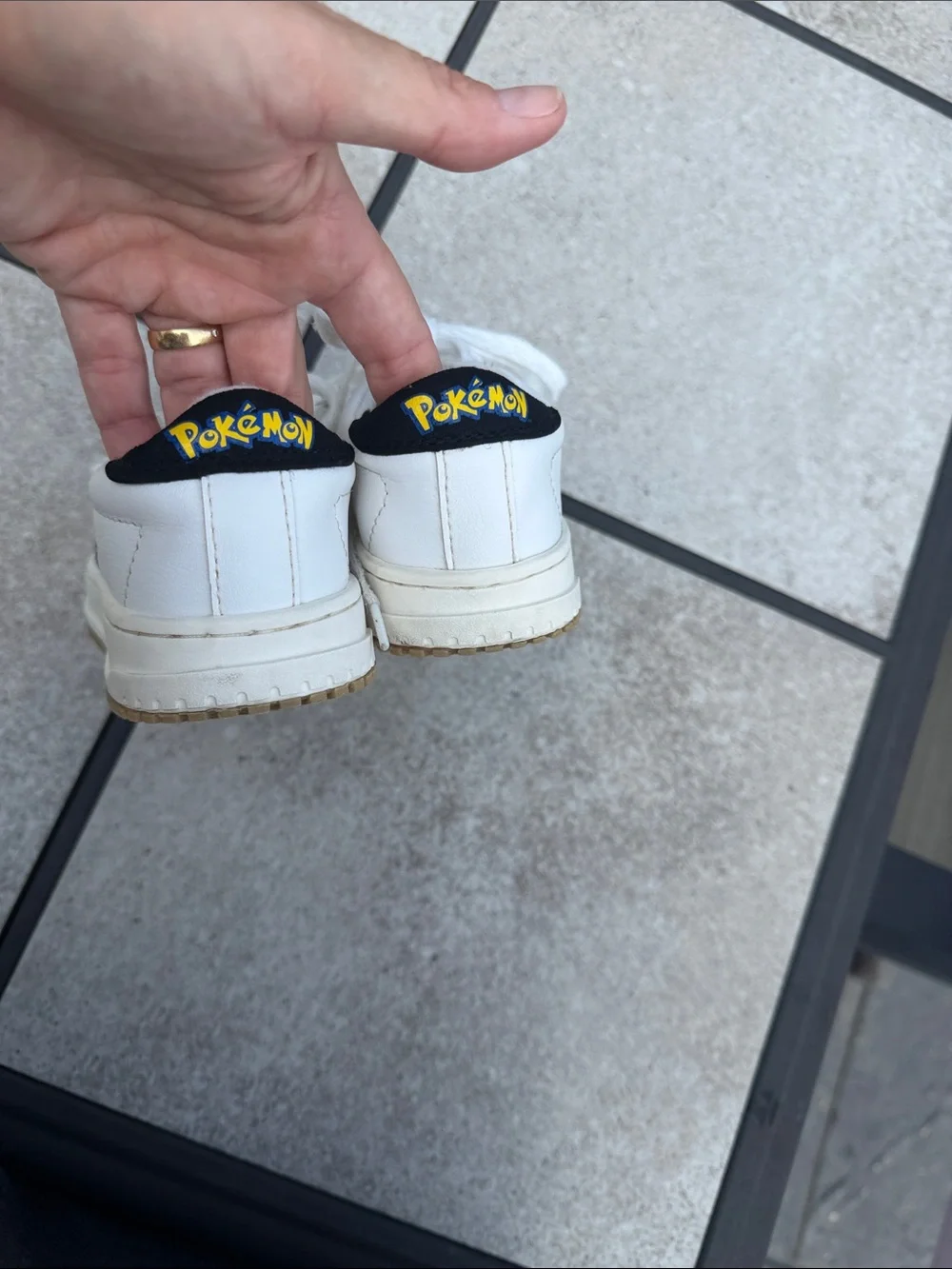 Zara White Kids Sneakers with Red Poké Ball Accent